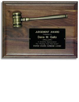 Walnut Plaque With Metal Fitting