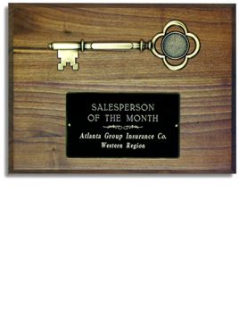 Walnut Plaque With Metal Fitting