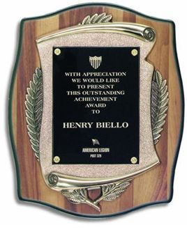 Walnut Plaque With Metal Fitting
